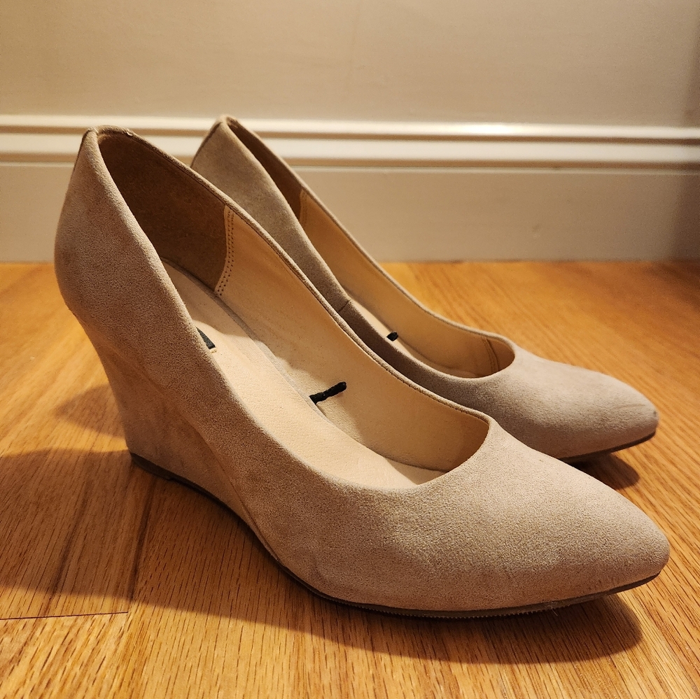 Cream Suede Wedges